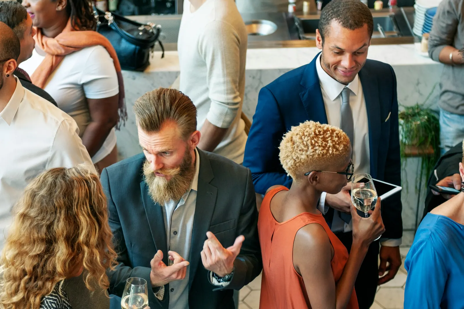 Business owners networking at a live event